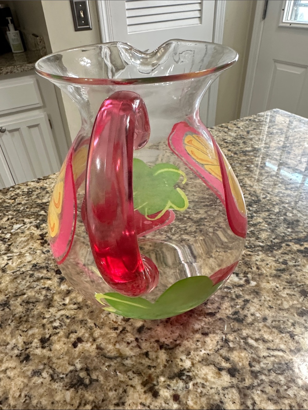 Acrylic Lemonade Pitcher with Pink Handle and Citrus Design - Picture 2 of 4